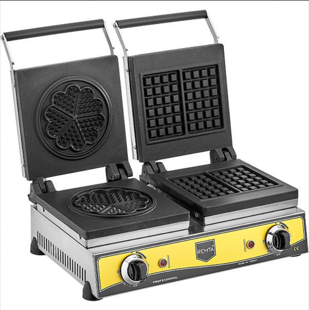 Remta Çiftli Kare+Çiçek Model 16cm  Waffle Makinesi 54x41x22