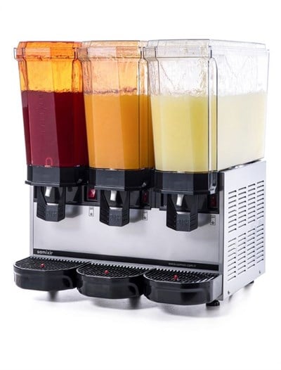 Samixir Klasik Triple Soğuk İçecek Dispenseri 20 ve 20 ve 20 L Fıskiyeli Inox