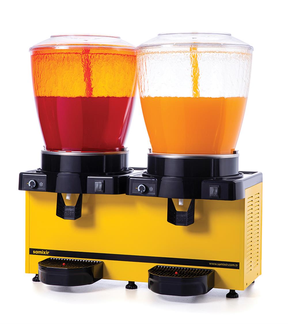 Samixir Panoramik Fıskiyeli 22+22 L Soğuk İçecek Dispenseri Anolog Sarı
