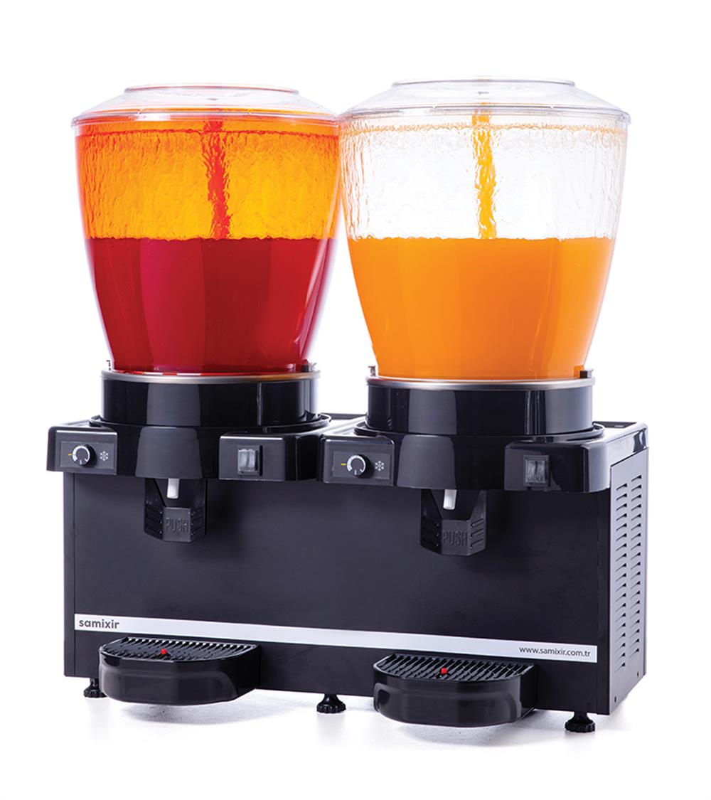Samixir Twin Soğuk İçe Dispenseri 22+22 L Panaromik Analog Fıskiyeli Siyah
