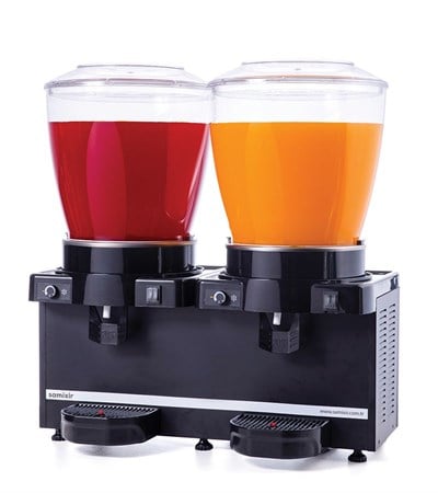 Samixir Twin Soğuk İçecek Dispenseri 22 ve 22 L Panaromik Analog Fıskiyeli ve Karıştırıcılı Siyah