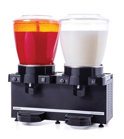 Samixir Twin Soğuk İçecek Dispenseri 22 ve 22 L Panaromik Analog Karıştırıcılı Siyah