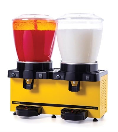Samixir Twin Soğuk İçecek Dispenseri 22 ve 22 L Panaromik Analog Karıştırıcılı Sarı