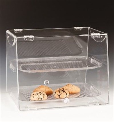 Zicco 2 Katlı Polycarbonat Tepsili Çift Kapaklı Teşhir Standı 40x36 cm