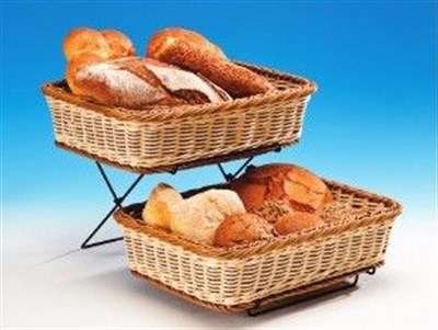 Zicco 2 Katlı Telli Standlı Hasır Sepet 27x36 cm H 9 cm