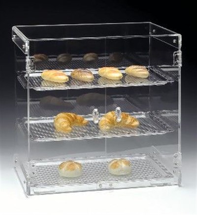 Zicco 3 Katlı Kapaklı Polycarbonat Tepsili Teşhir Standı 45*31*H46 cm