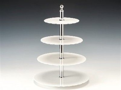 Zicco 4 Katlı Polycarbonat Pasta Standı Beyaz Şeffaf R 19 23 27 31 H 42 cm