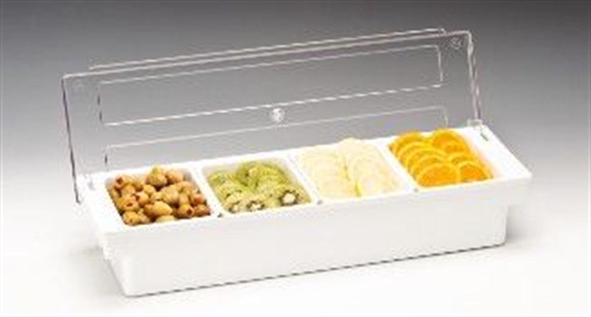 Zicco 4 lü Polycarbonat KapaklıBar Konteyner 50*16*H95 cm Siyah Beyaz