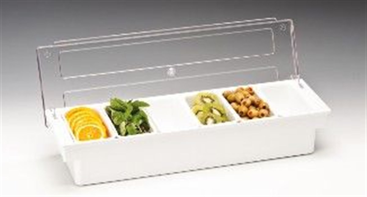 Zicco 6 lı Polycarbonat KapaklıBar Konteyner 50*16*H95 cm Siyah Beyaz