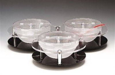 Zicco Poly Açılır Kapaklı 3 lü Kaseli Döner Teşhir 23 cm 23cm