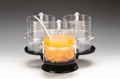 Zicco Polycarbonat 3 lü Döner Sosluk Reçellik Standı 36*36*27 cm