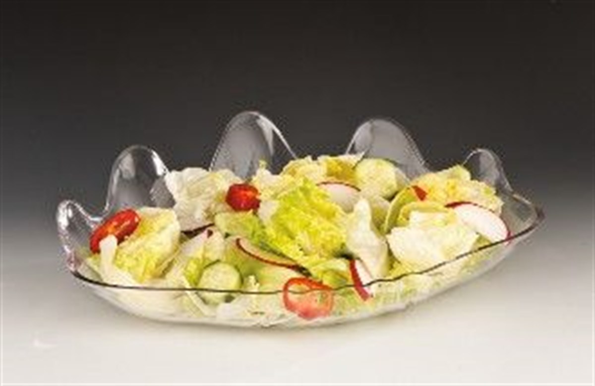 Zicco Polycarbonat İstiridye Model Teşhir Tabak Şeffaf Siyah Beyaz 38*27*5 cm