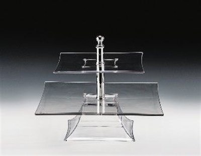 Zicco Polycarbonat Tepsili 2 Katlı Teşhir Standı 25 35 cm H 29 cm