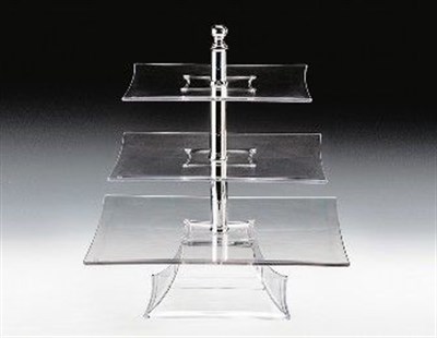 Zicco Polycarbonat Tepsili 3 Katlı Teşhir Standı 20 25 30 cm H 39 cm
