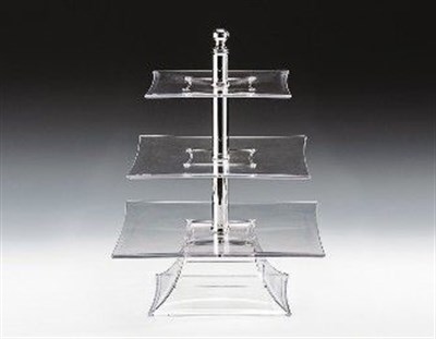 Zicco Polycarbonat Tepsili 3 Katlı Teşhir Standı 25 30 35 cm H 44 cm