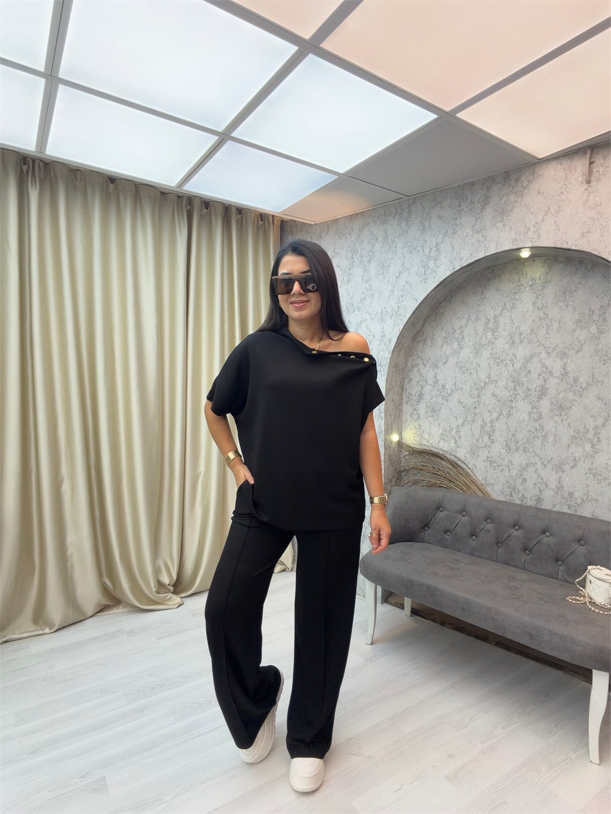 Çıtçıtlı Modal Takım Siyah
