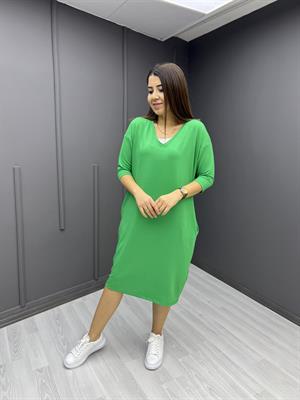 Fakir Kol Basic Elbise Yeşil