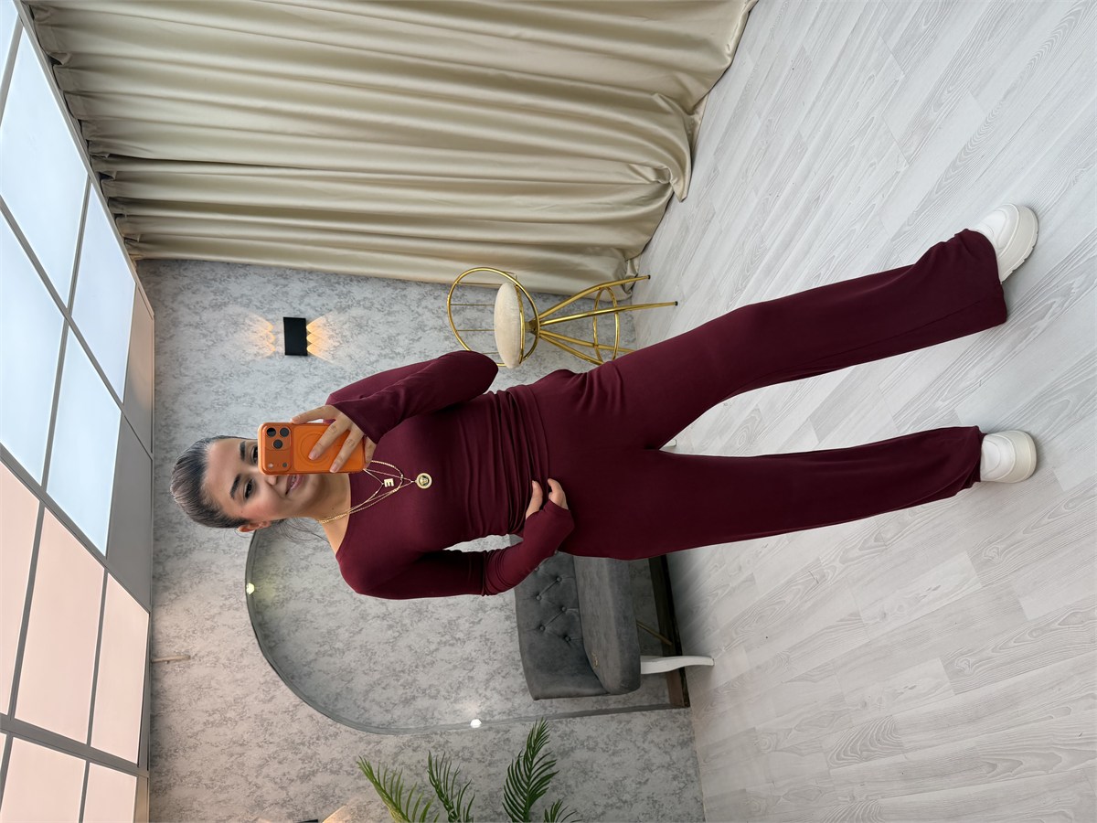 Kayık Yaka Takım Bordo