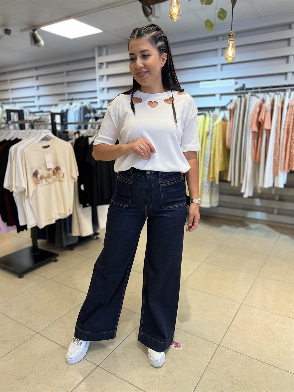 Likralı Önden Cepli Jean