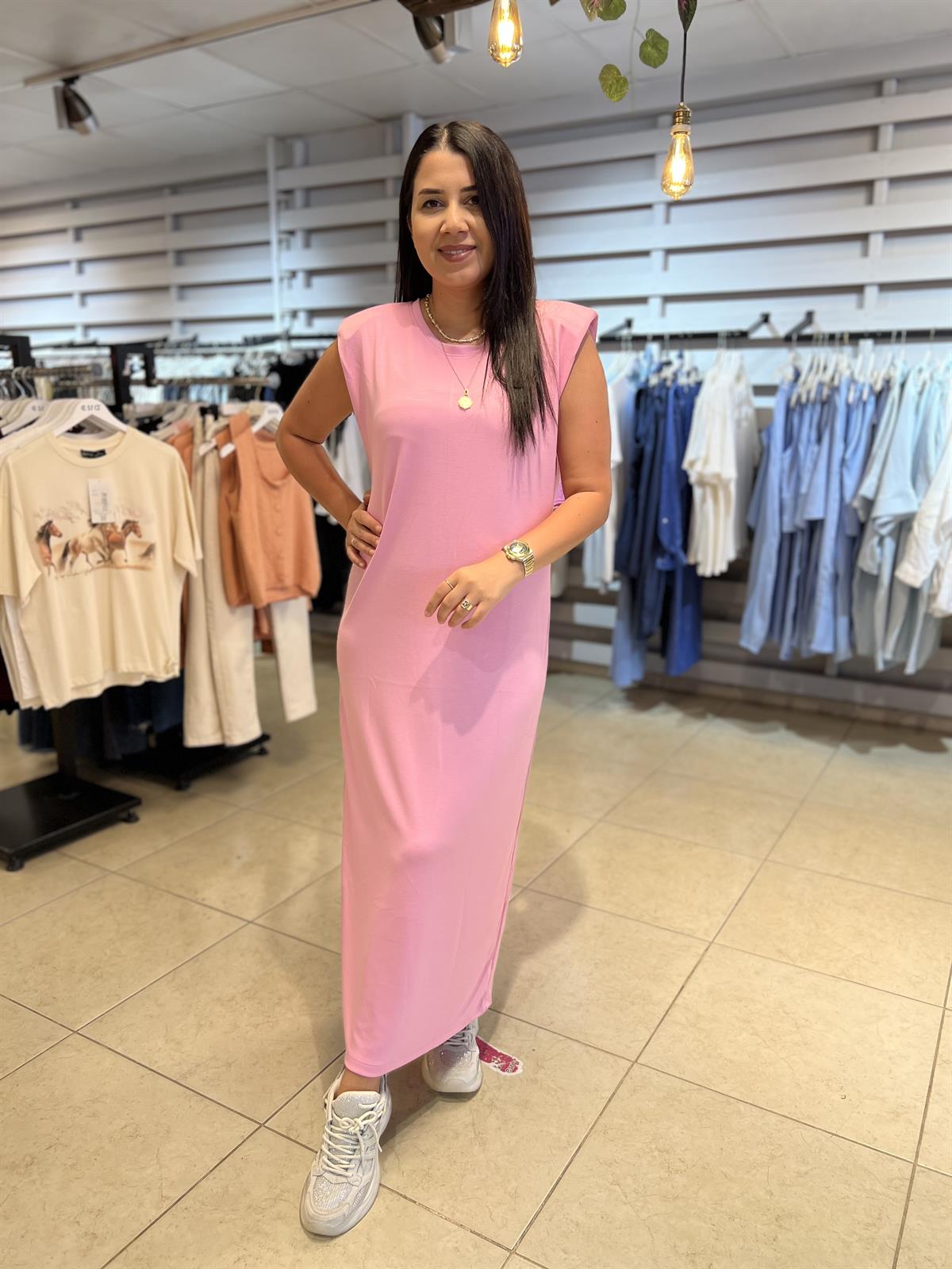 Modal Vatkalı  Elbise Pembe