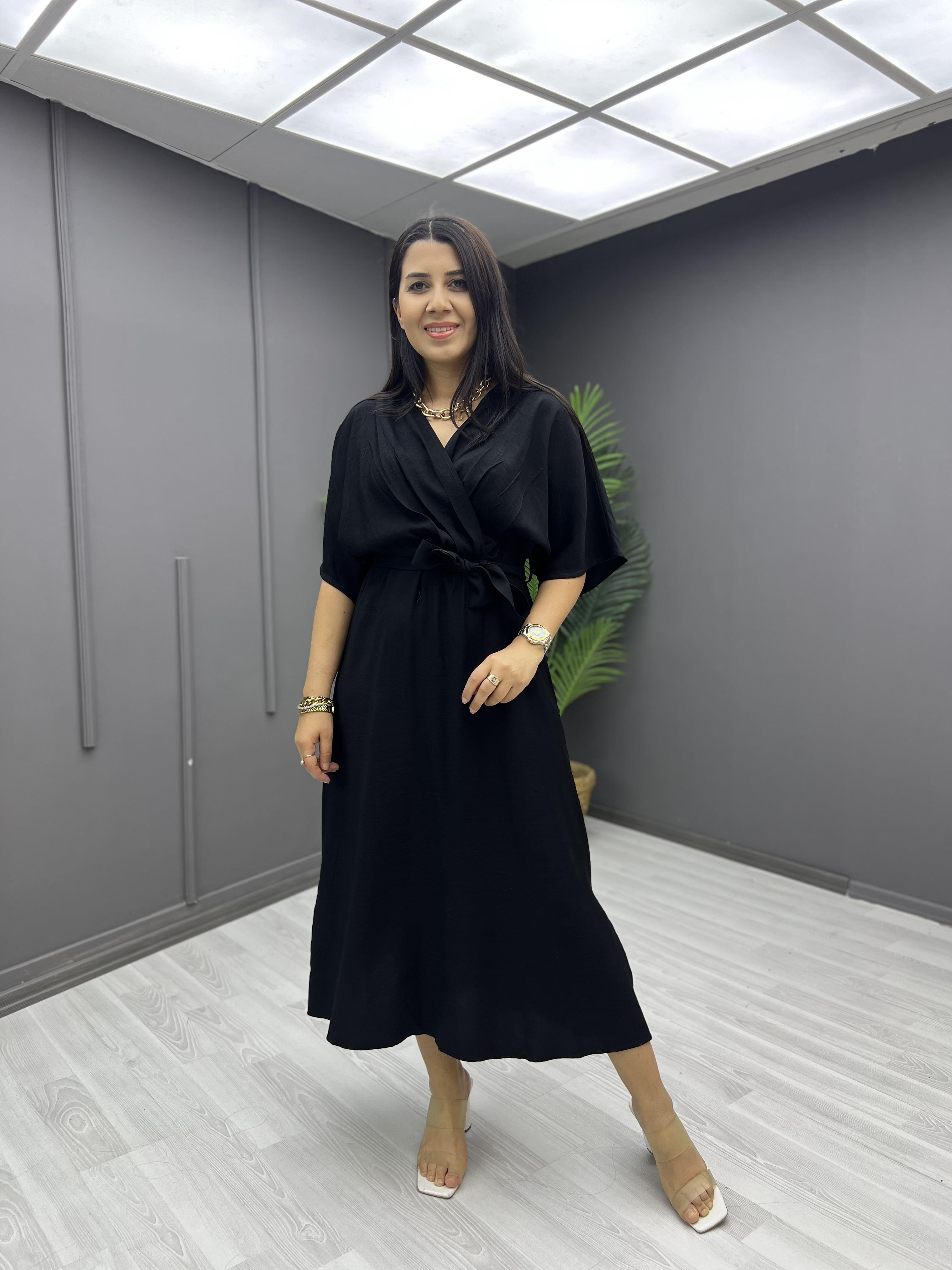 Bağlamalı Tensel Elbise Siyah