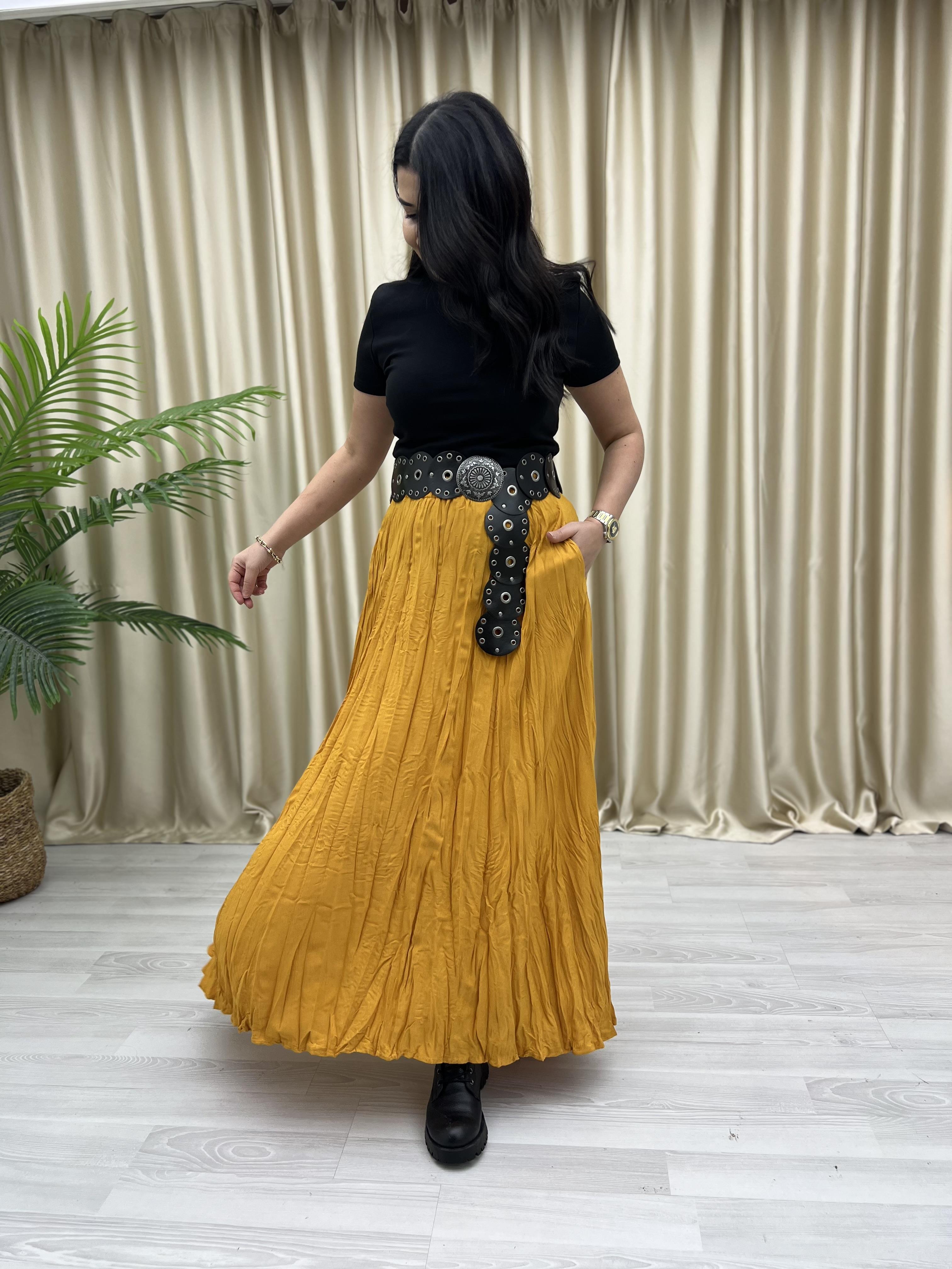 Beli Lastikli Kıraş Etek Sarı