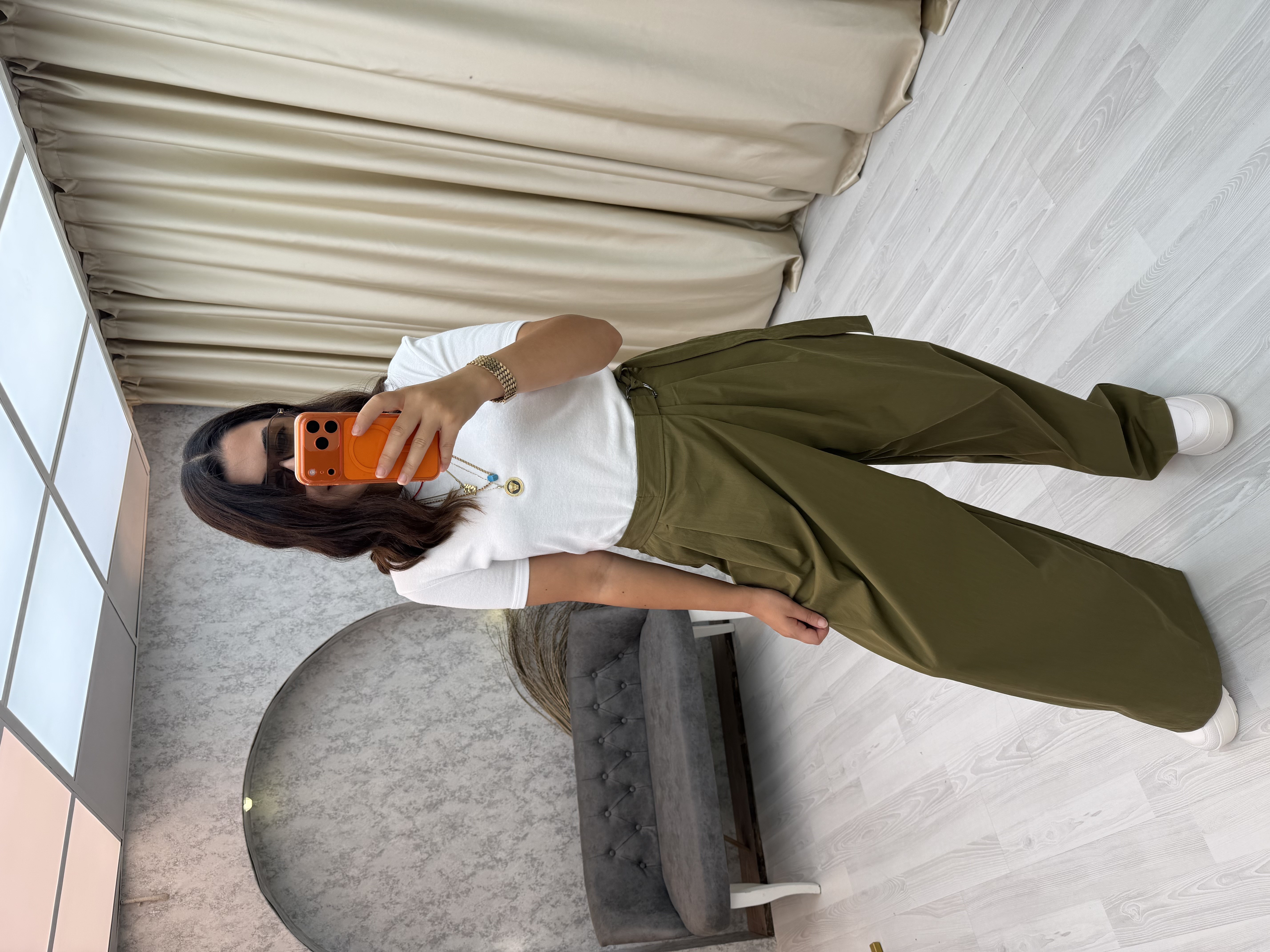 Beli Lastikli Pantolon Etek Haki