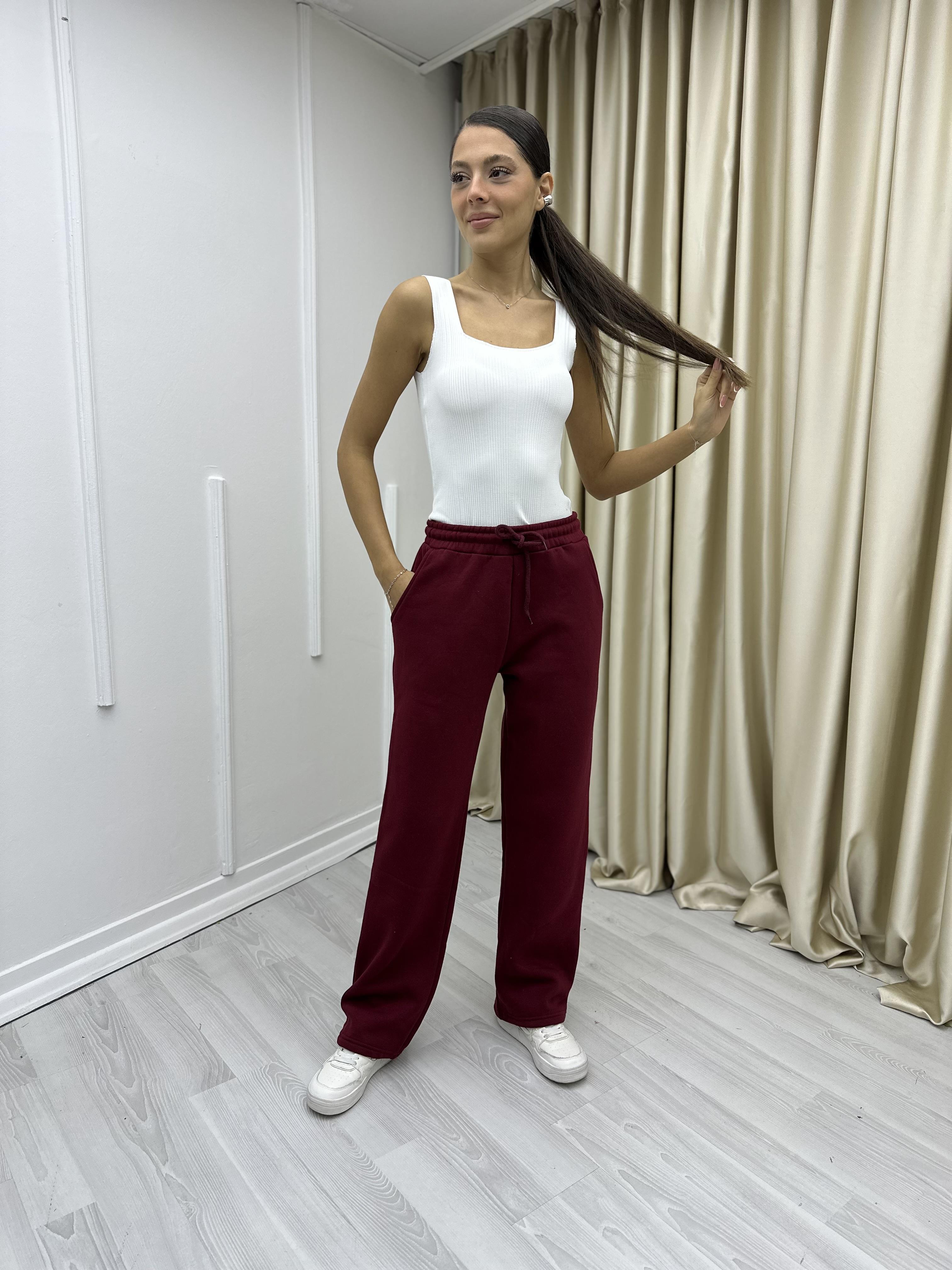 Bol Paça Üç İp Eşofman Altı Bordo