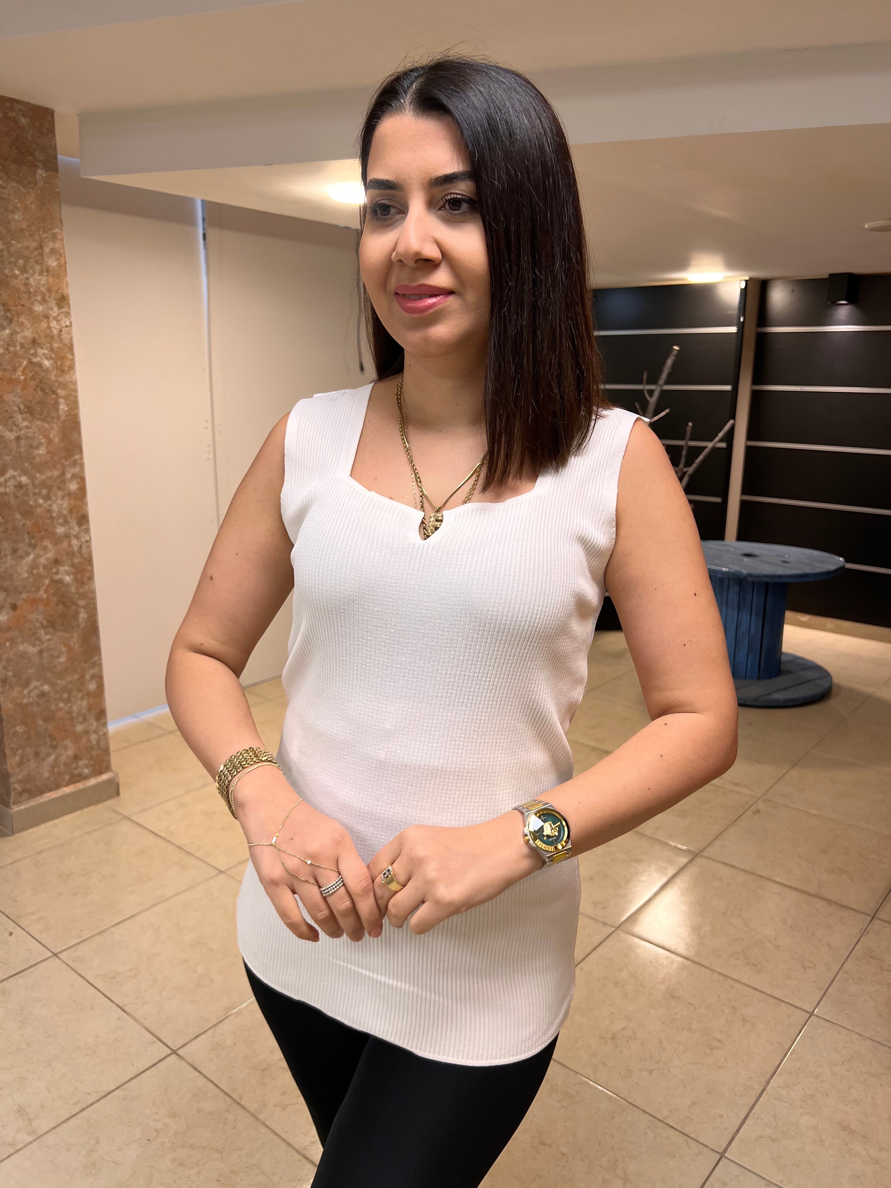 Büyük Beden Fitilli Açma Yaka Bluz Beyaz