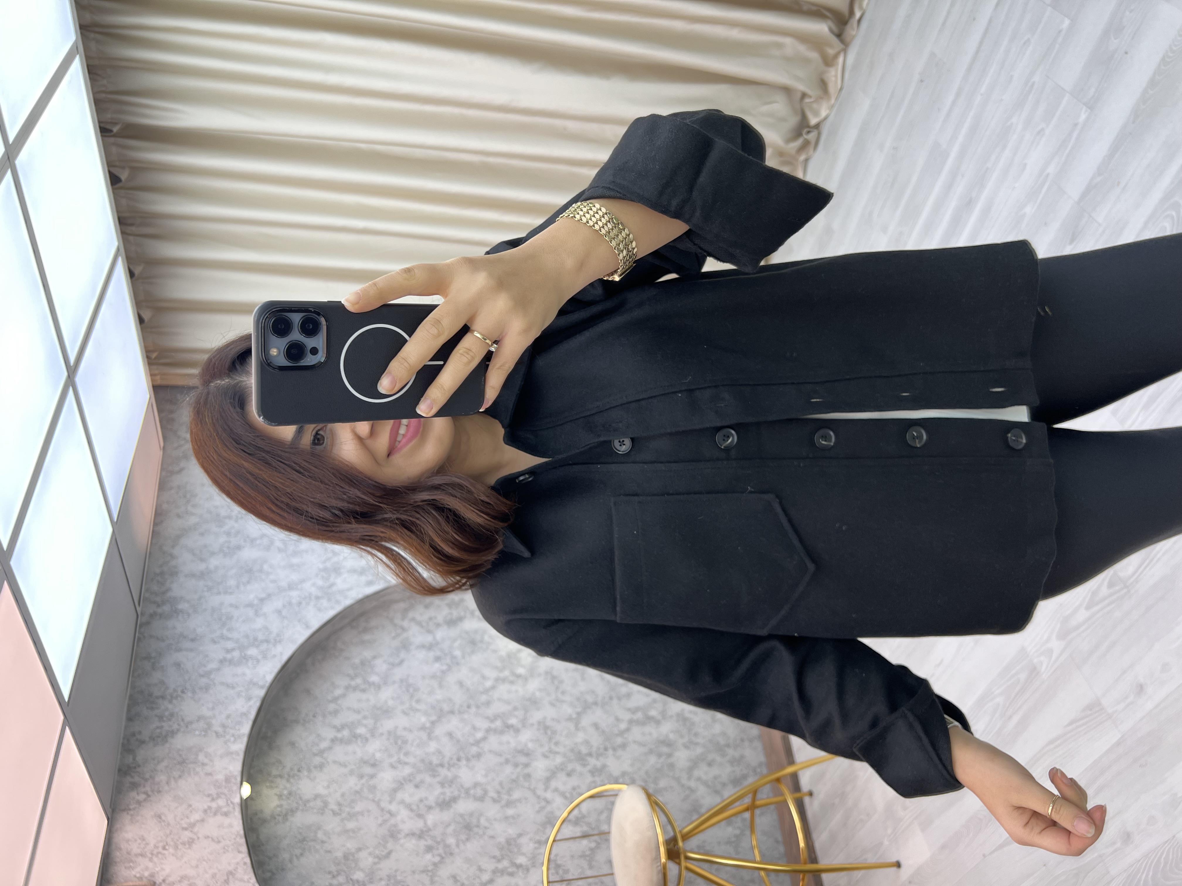 Çift Cepli Kaşe Gömlek Siyah