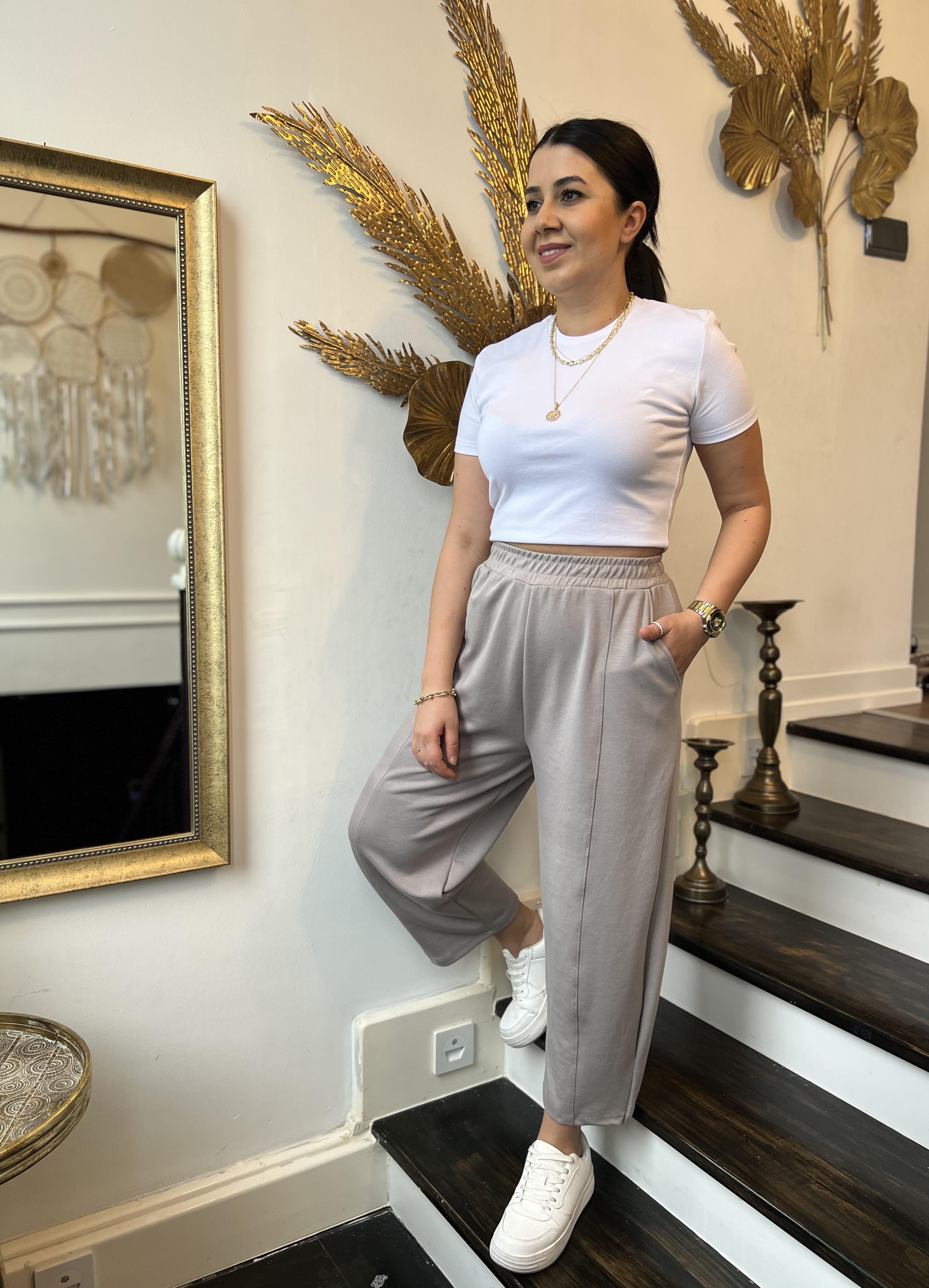 Çimalı Balon Modal Pantolon Gri