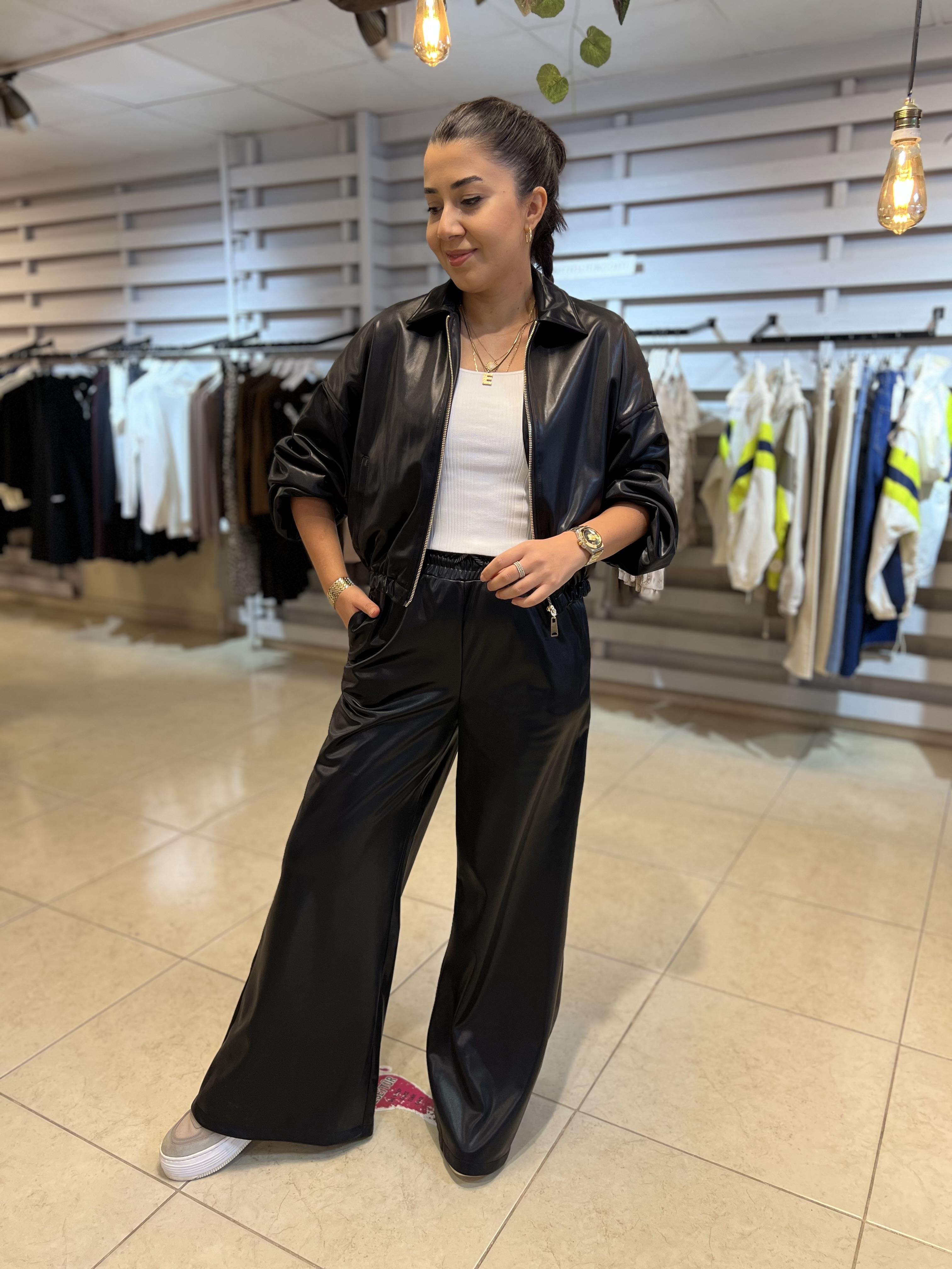 Deri Ceket Pantolon Takım Siyah