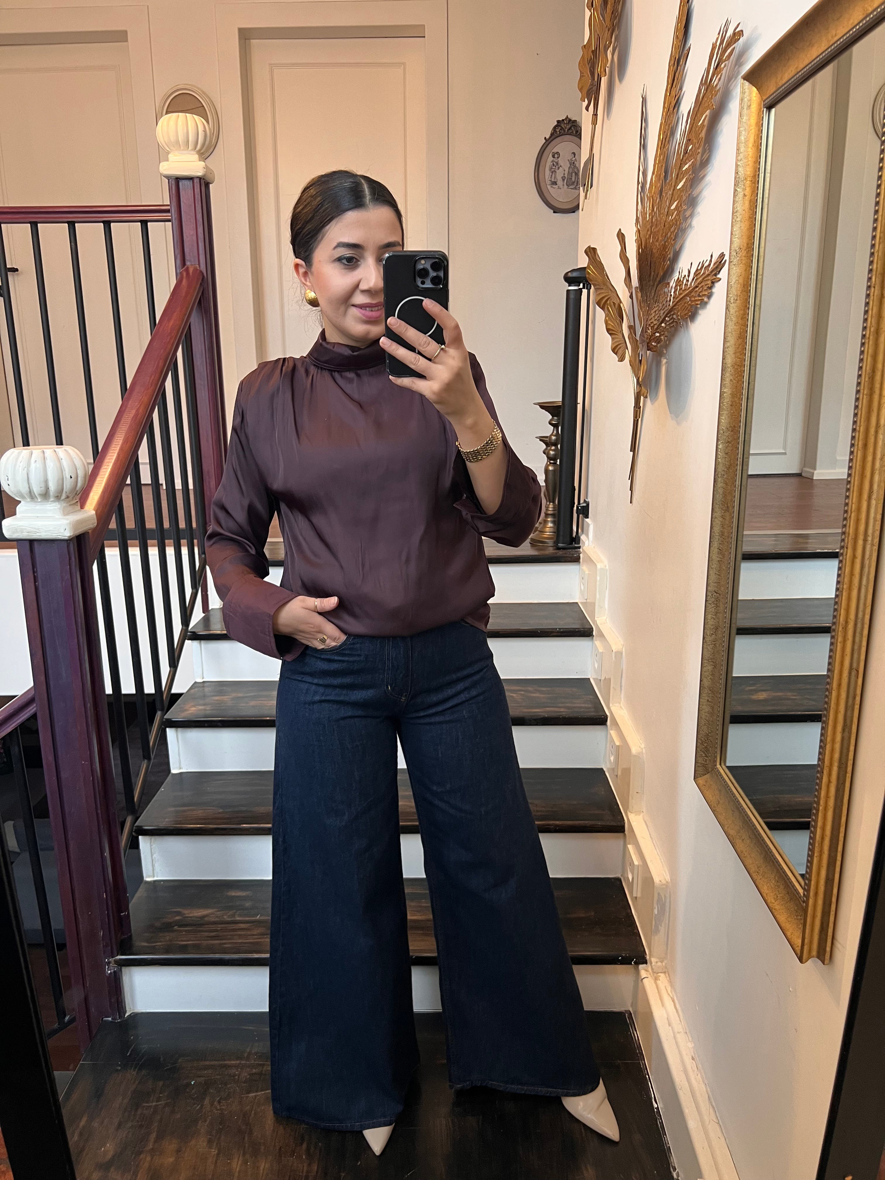 Dik Yaka Vatkalı Bluz Bordo