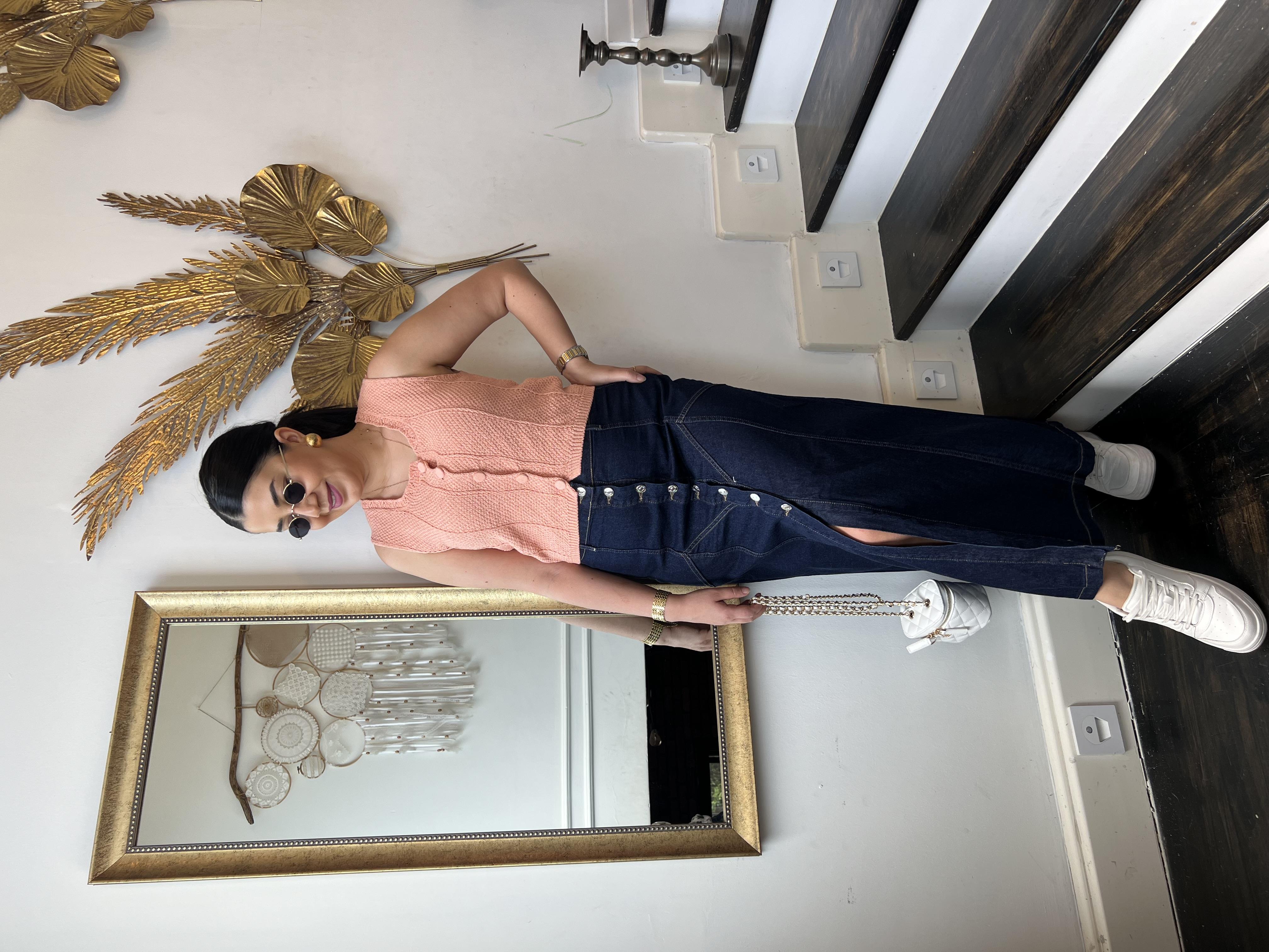 Düğme Detay Jean Etek