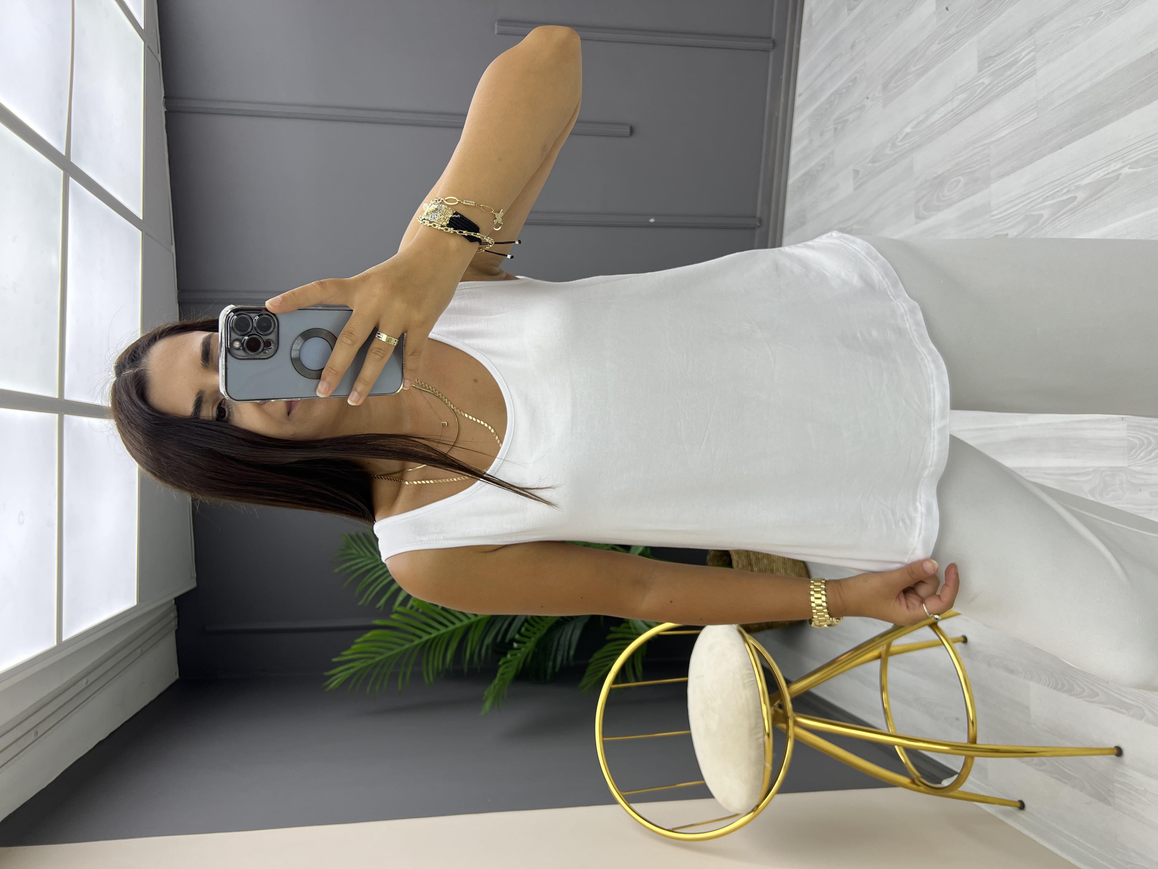 Düz Renk U Yaka Basic Beyaz