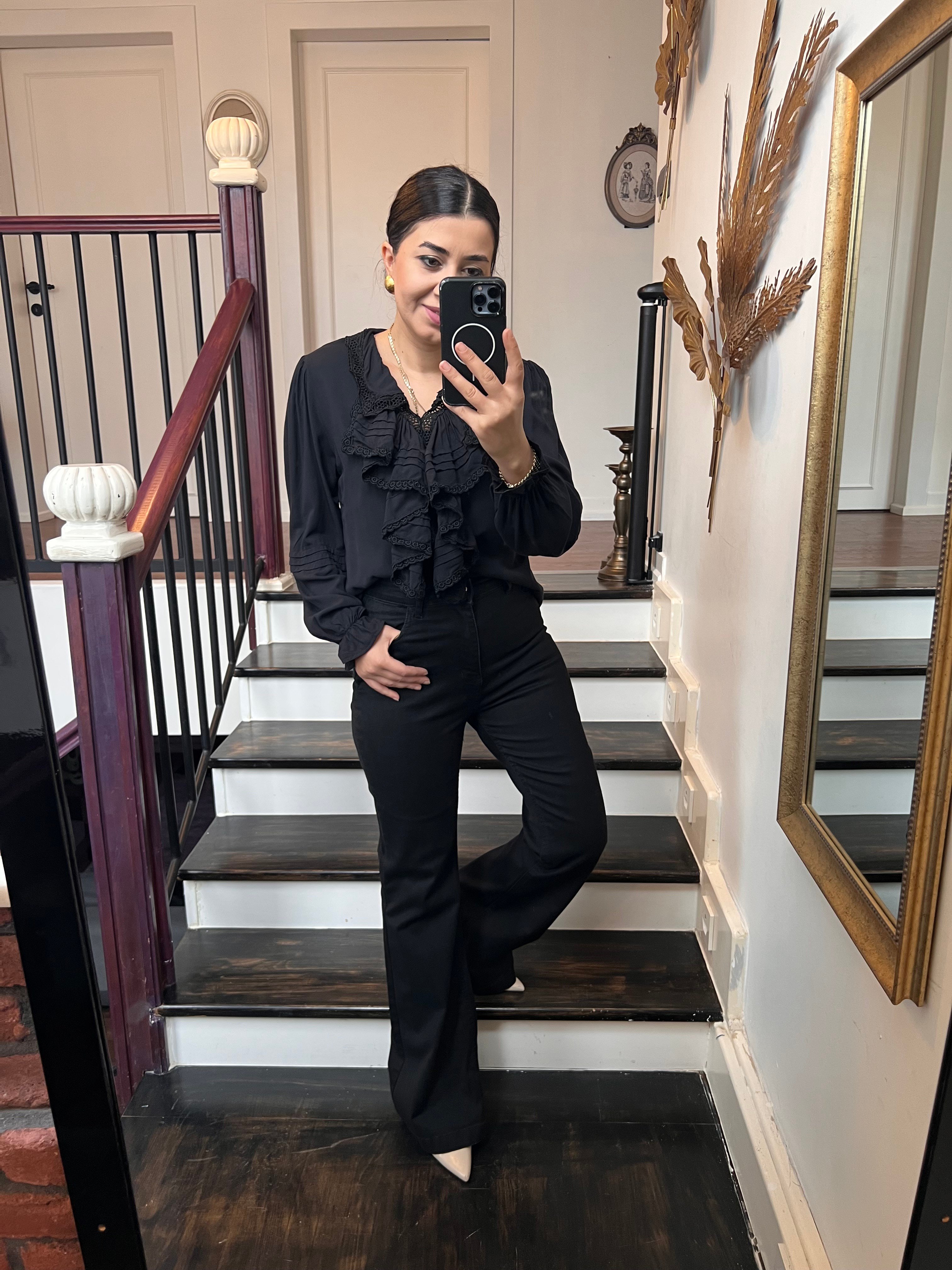 İspanyol Paça Ultra Likra Jean Siyah