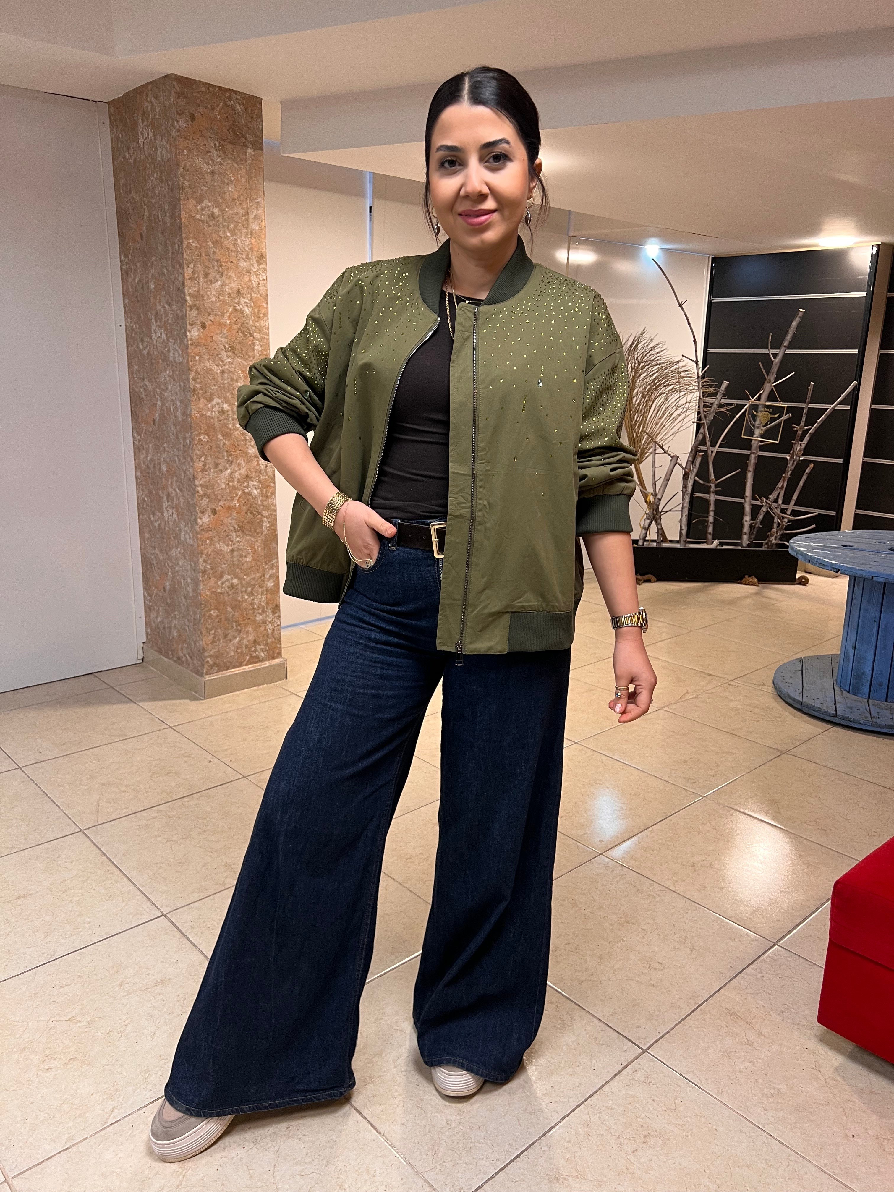 İthal Taşlı Bomber Ceket Haki