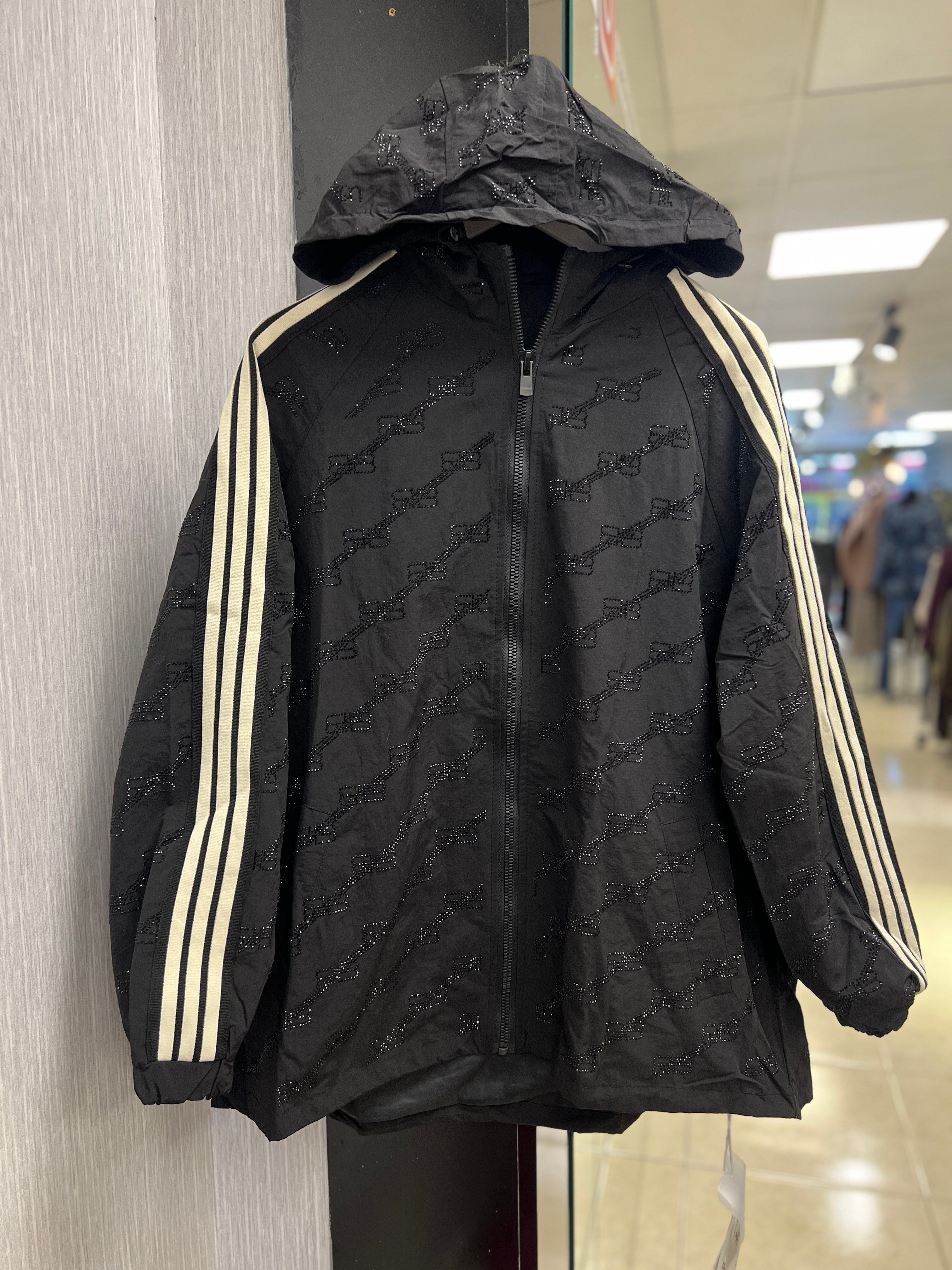 İthal Taşlı Şeritli Trençkot Siyah