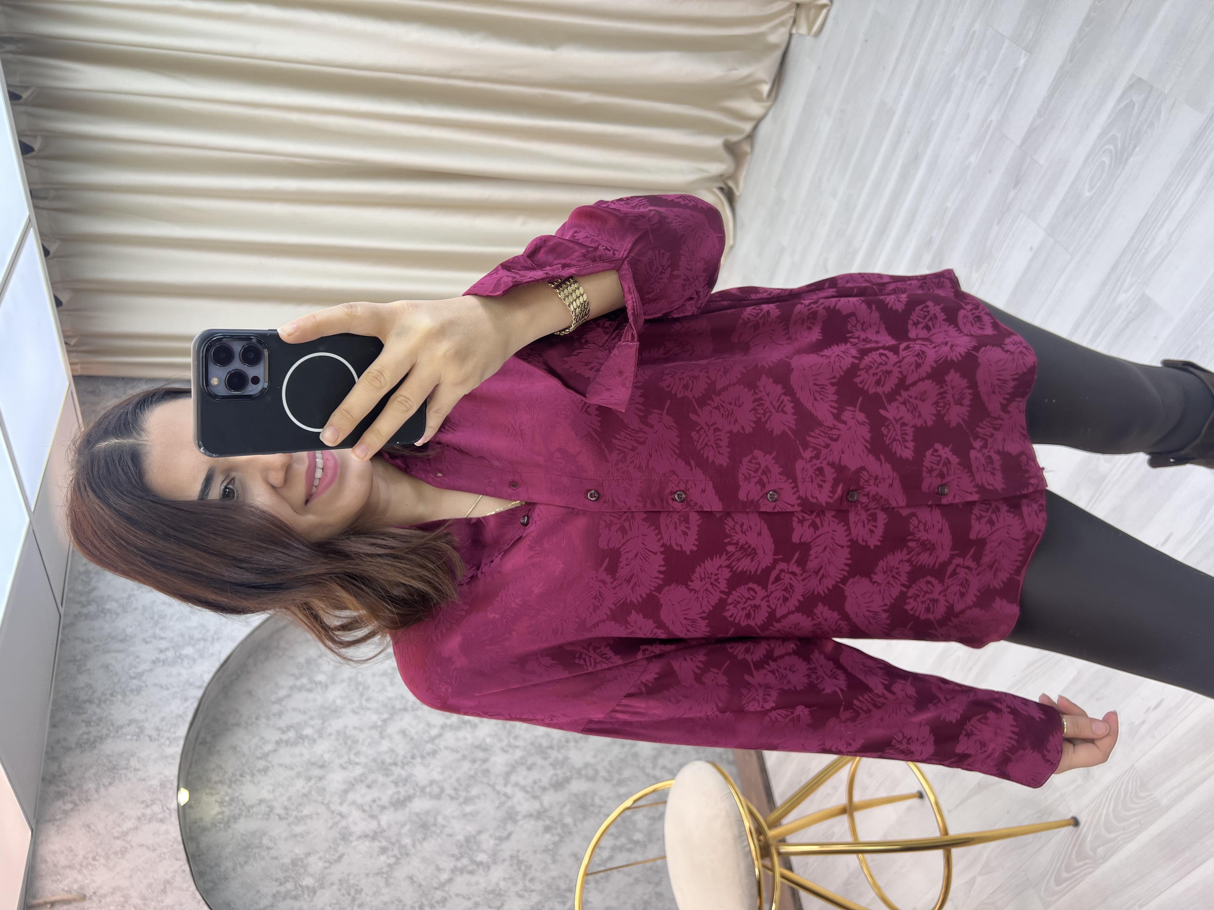 Jakarlı Gömlek Bordo