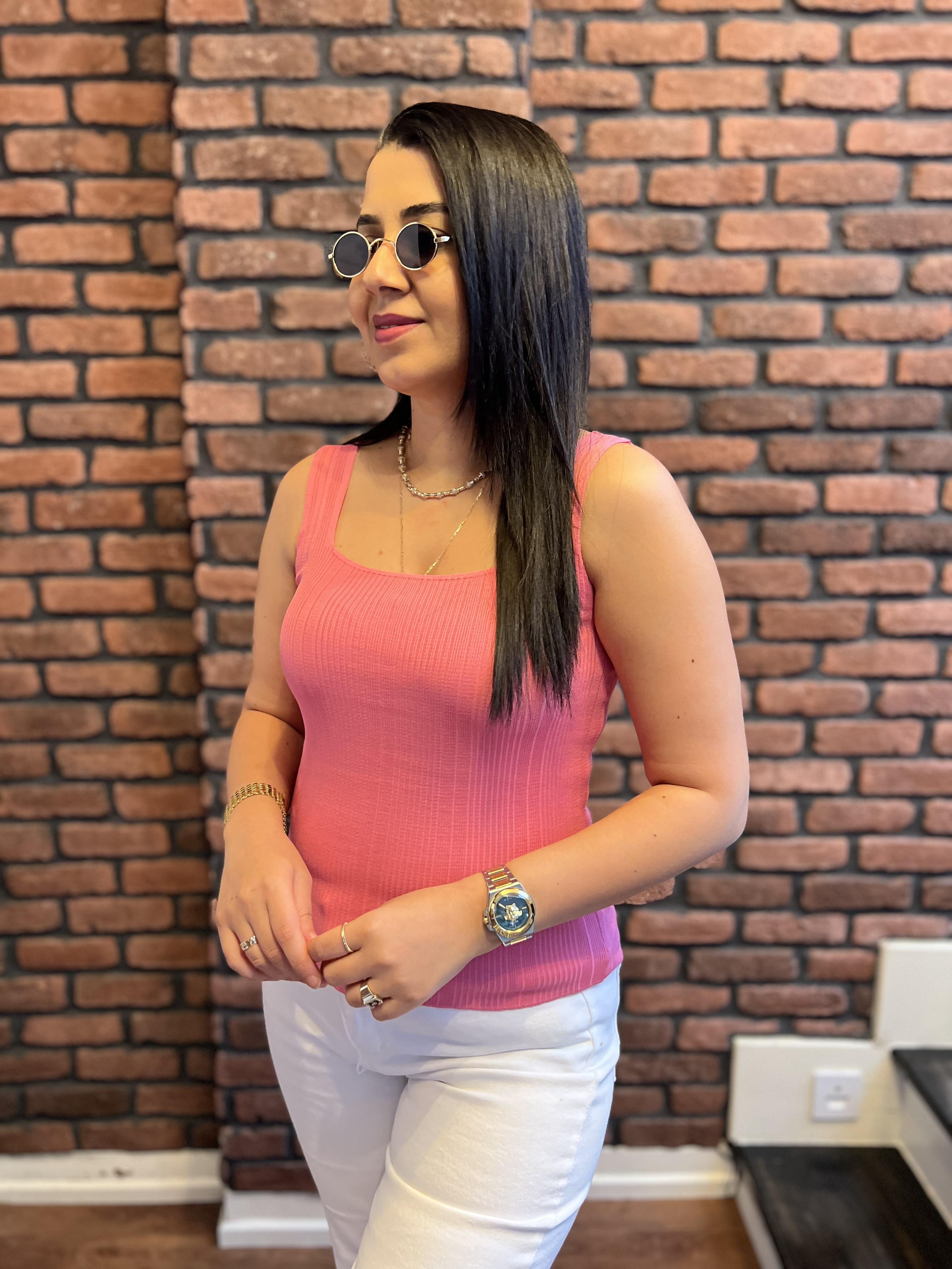 Kare Yaka Fitilli Atlet Fuşya