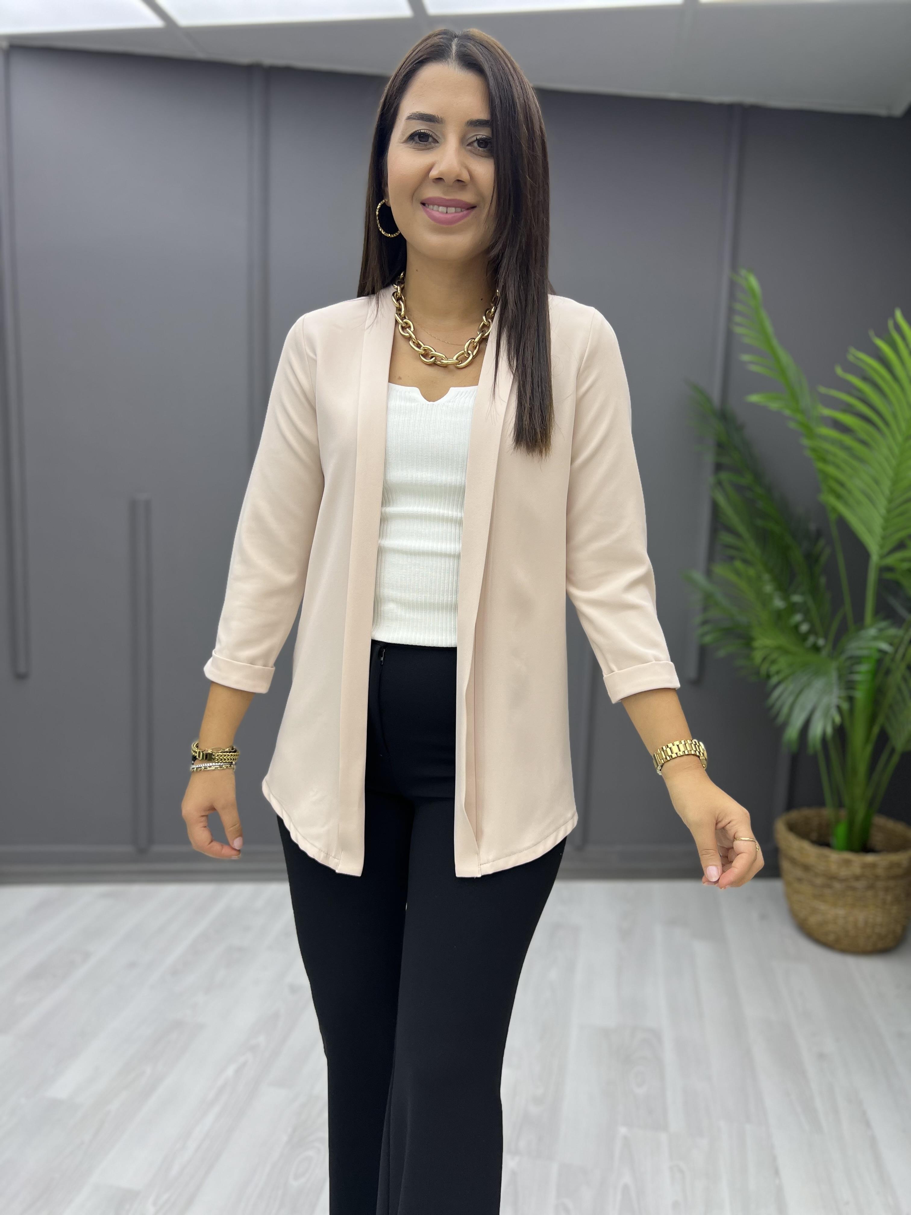 Katlama Yaka Kumaş Ceket Taş