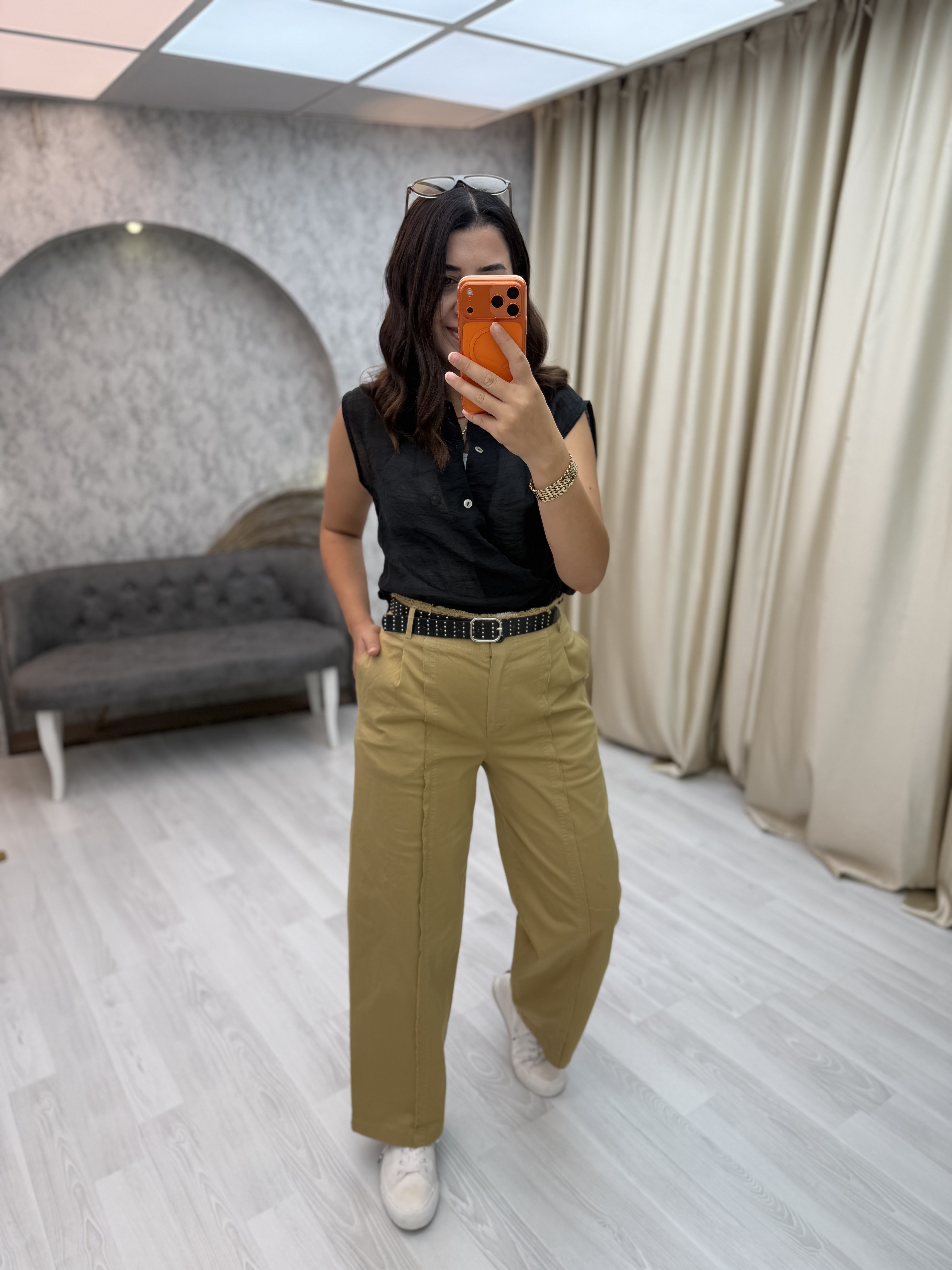 Kemerli Pantolon Camel