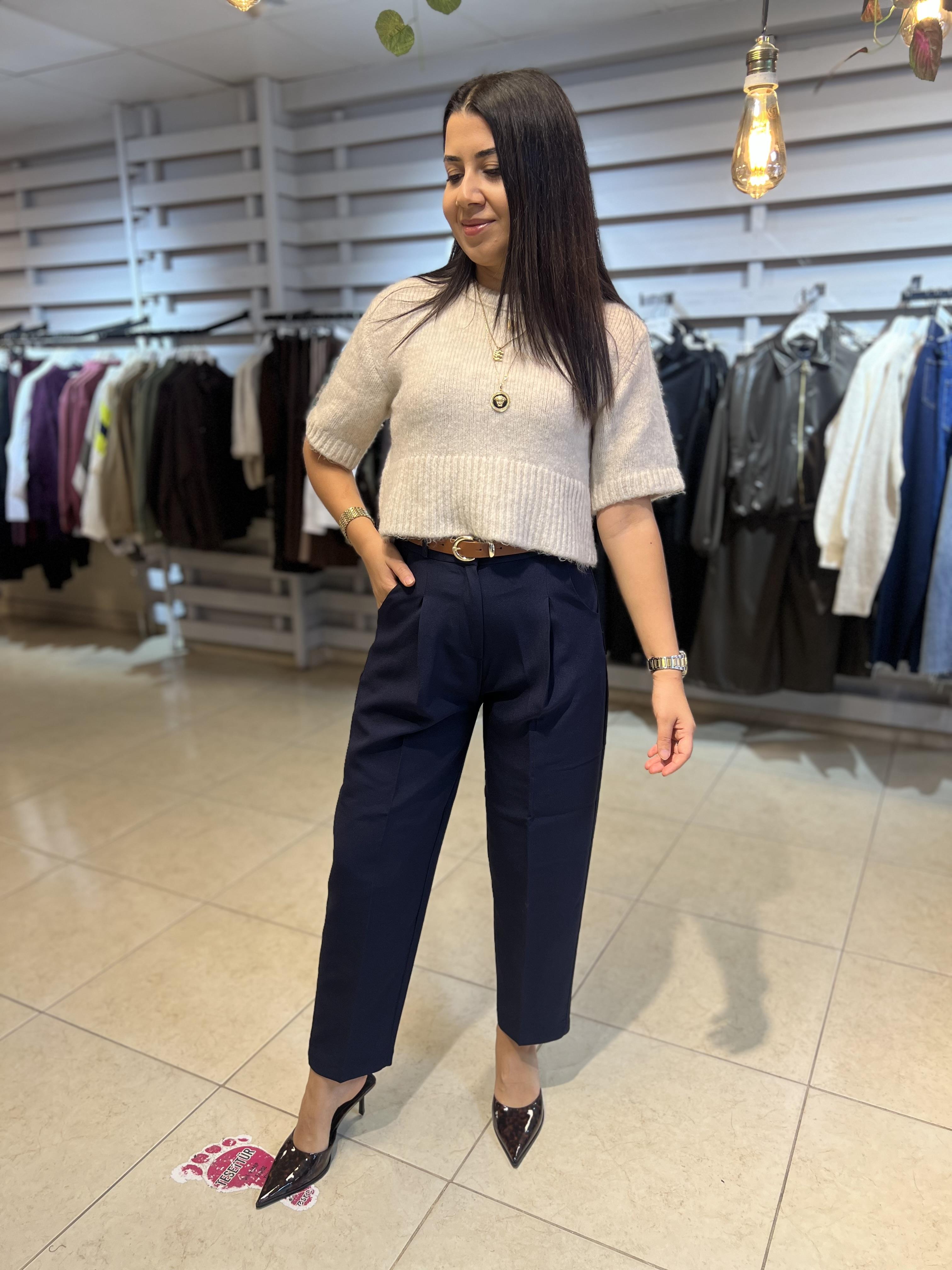 Kemerli Pantolon Lacivert