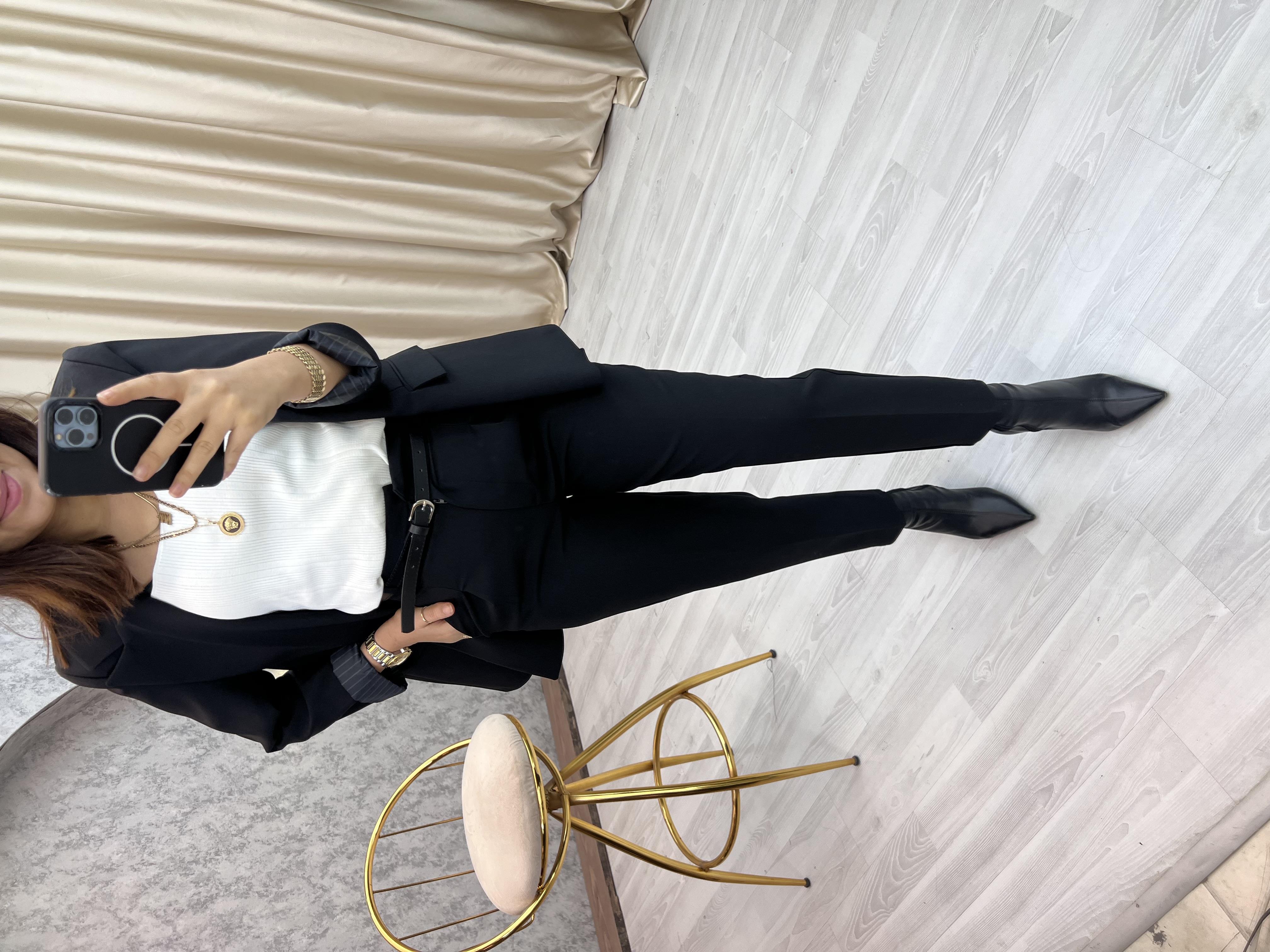 Kemerli Pantolon Siyah