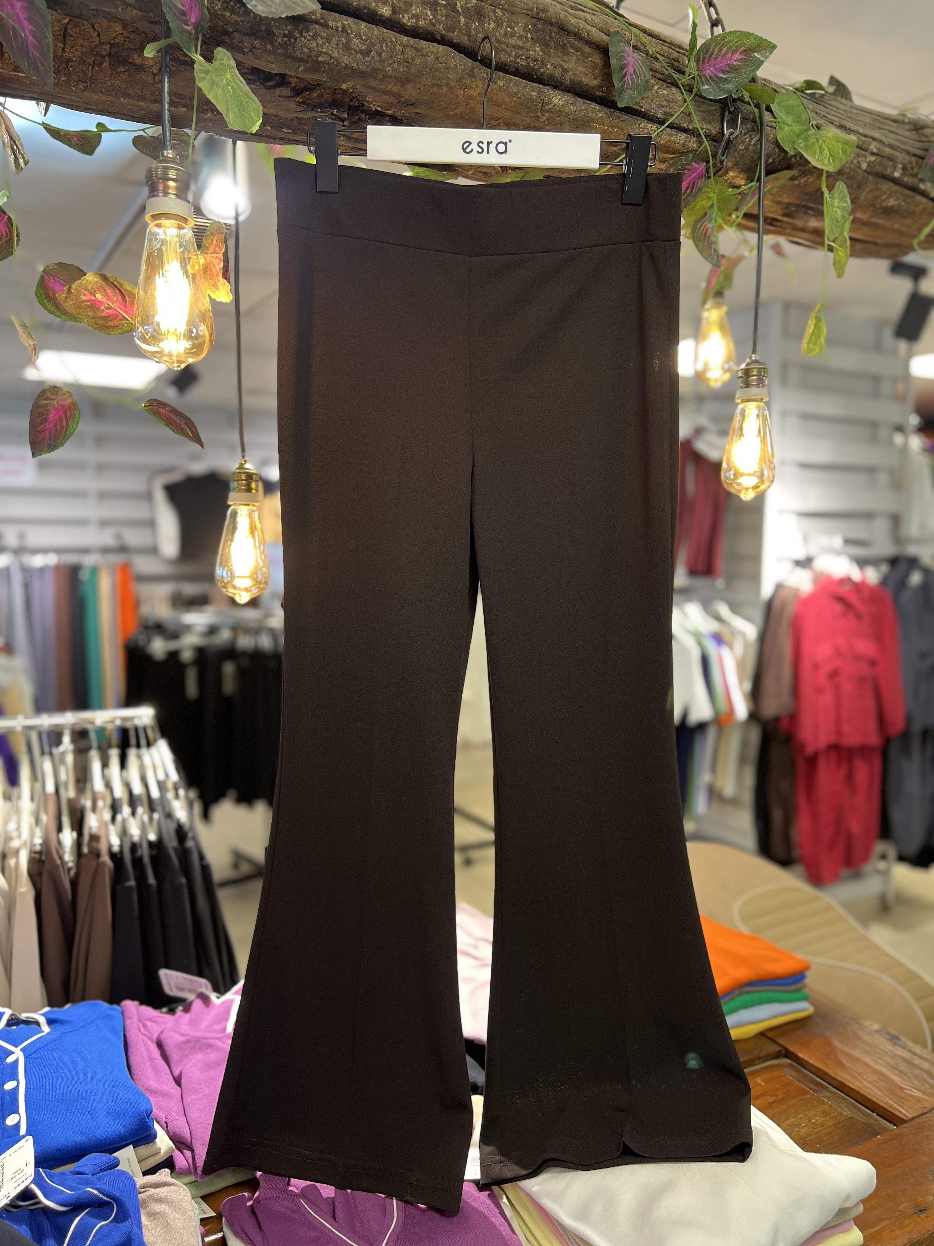 Krep Bol Paça Pantolon Kahverengi