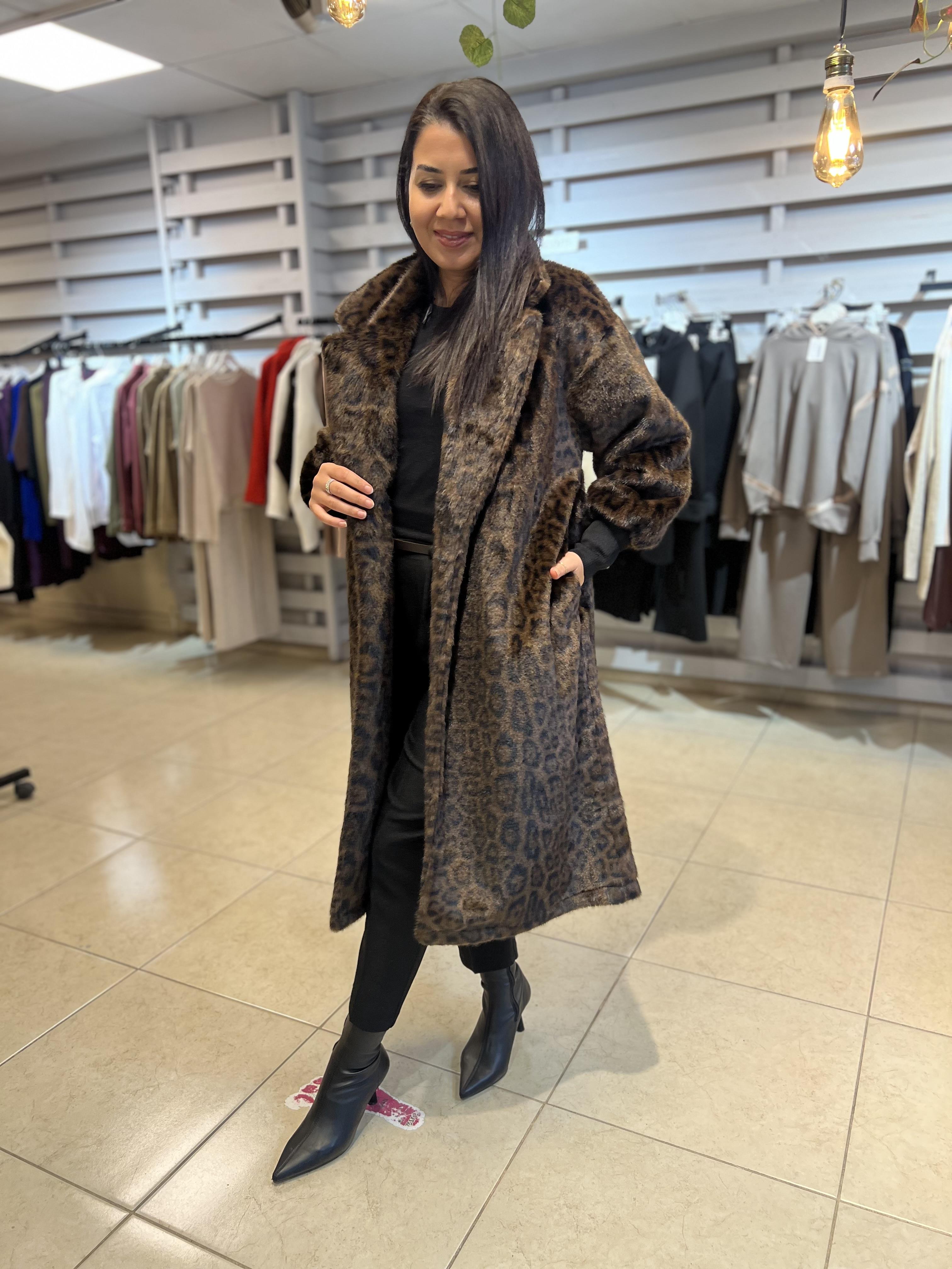 Leopar Peluş Uzun Kaban