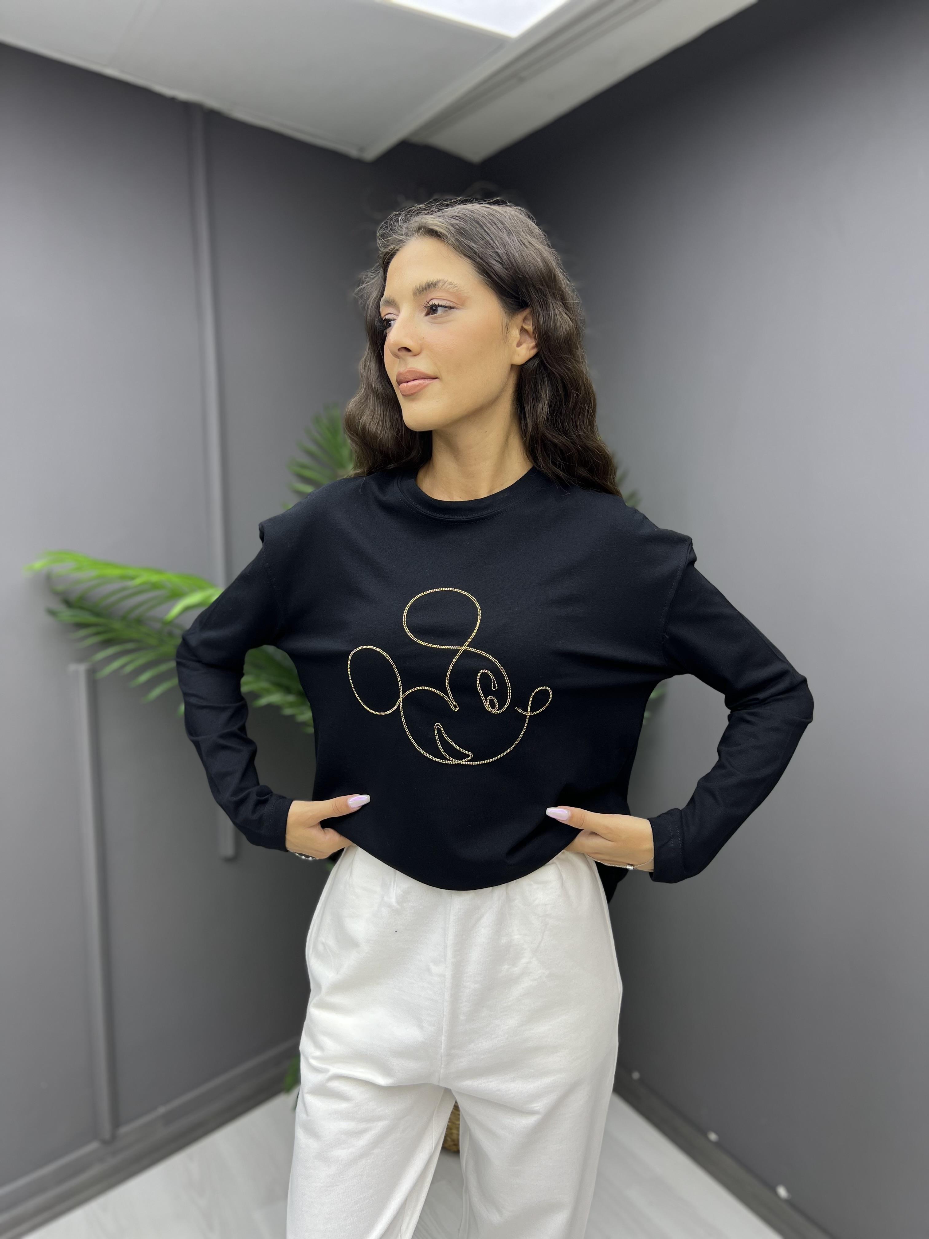 Miki İşleme Sweat Siyah