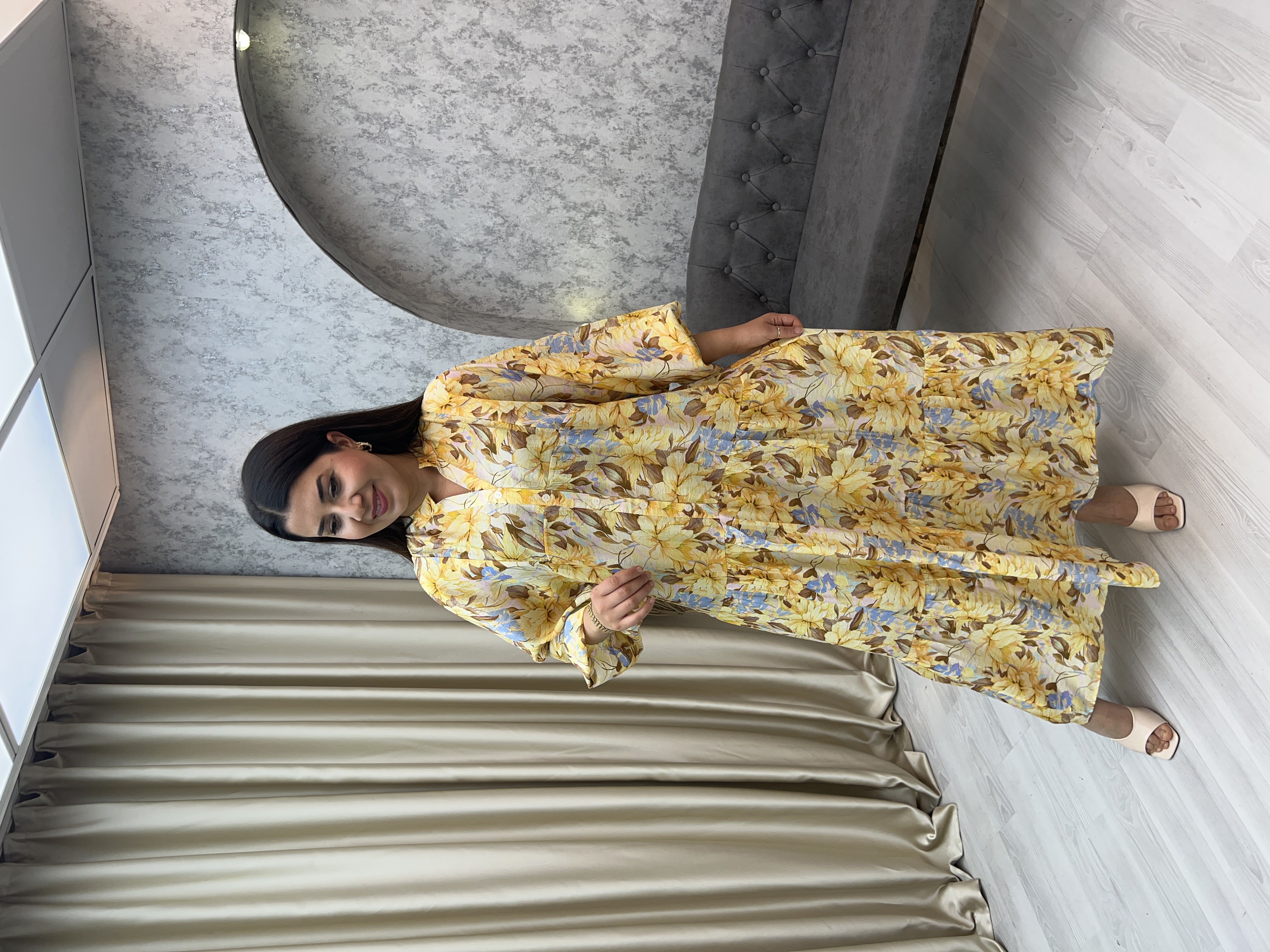 Mng Patlı Elbise Sarı
