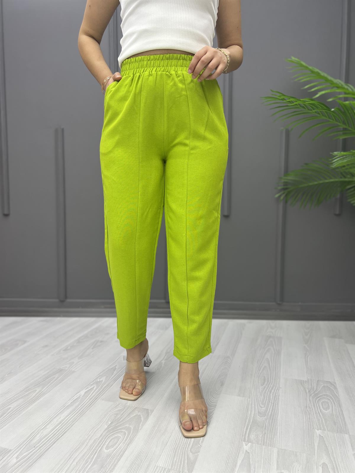 Ön Parçalı Şalvar Pantolon Yağ Yeşili