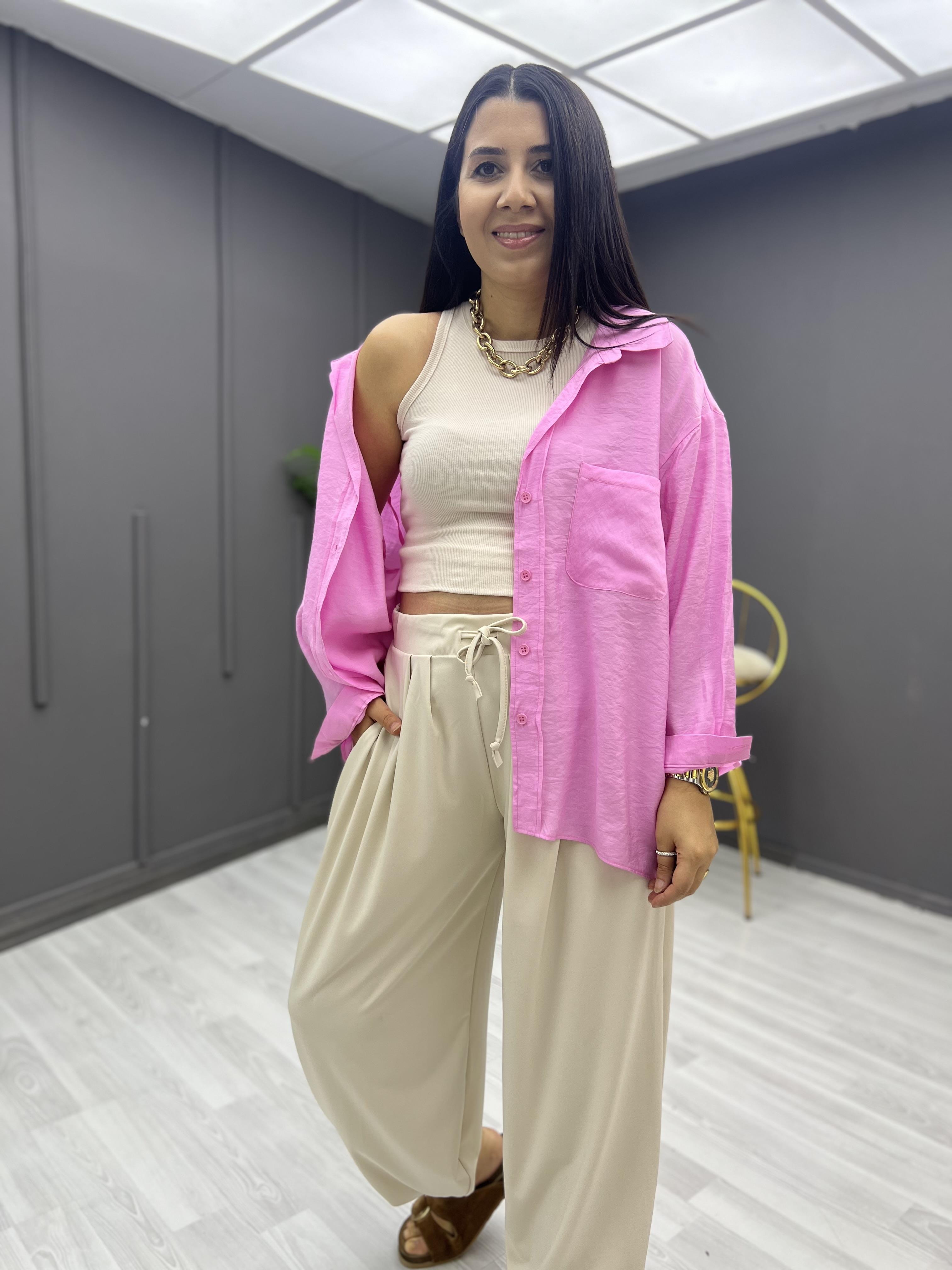Oversize Gömlek Pembe